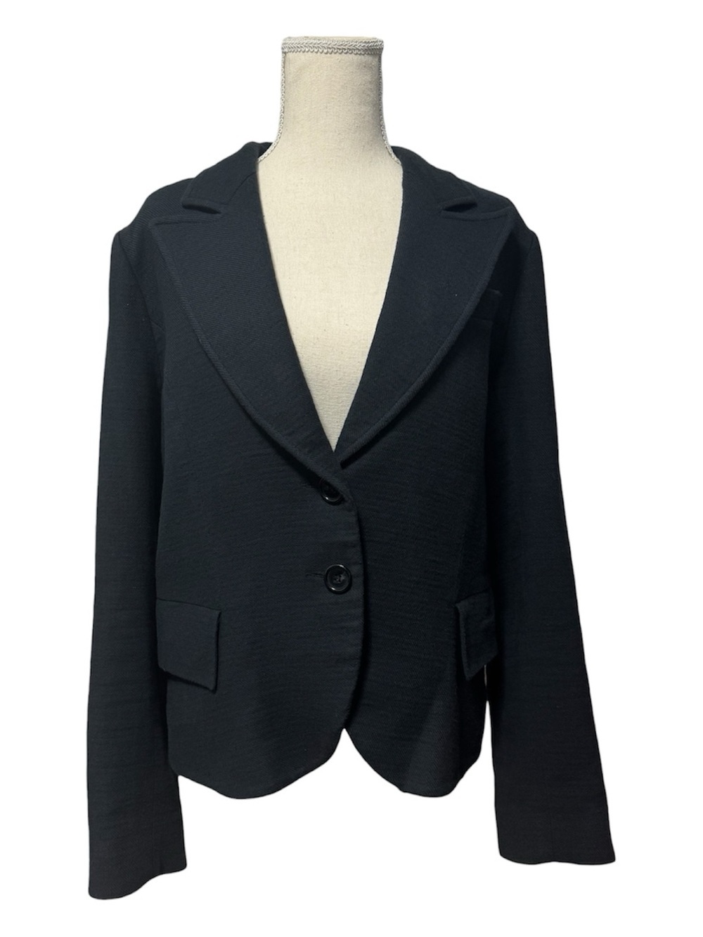 071 HOLT RENFREW Women's Cotton-Wool Blend Twill Blazer - Navy Blue, Sz 14 - Picture 3 of 11